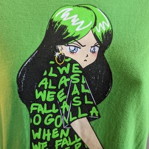 billie eilish Tshirt Neon Green Anime. Size small